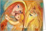 Mother’s Day card, Mother, child and horse fine art card