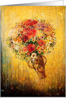 Fine art flowers in vase-Blank card