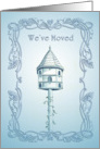 Blue Cottage Birdhouse We’ve Moved Announcement card