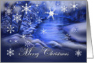 Merry Christmas Winter Wonderland with Snowflakes in Blue Card