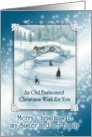 Old Fashioned Snowy White Christmas Wish for Sister and Family Card