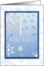 Merry Christmas Inspirational Blue and White Snowflakes Card
