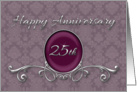 Happy 25th Silver Wedding Anniversary Lavender Lace card