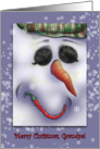 A Jolly Snowman wishes a Merry Christmas for Grandpa card
