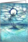 Oasis Two Palms Under the Moonlight Blank Note Card