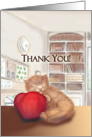 Thank You, Kitty with Apple at School for Teacher card