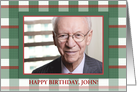 Happy 70th Birthday Apple Plaid Photo Customizable for Him card