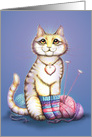 Knittin’ Kitten with Mittens and Poem Written for Caring card