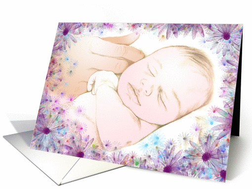 Precious Baby Caress with Daisies, Shower Invitation card (1079212)