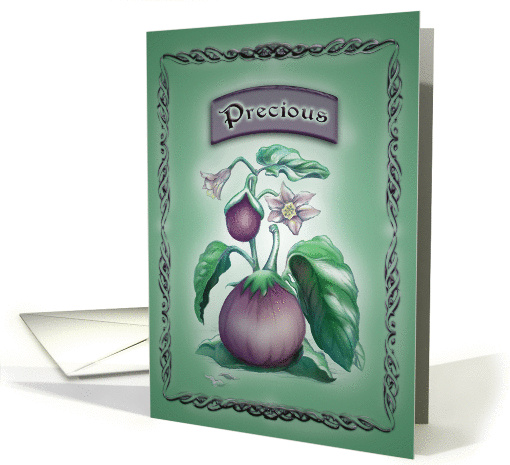 Precious Vintage Seeds-Eggplant Blank Note card (1080200)