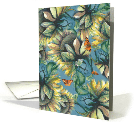 Sunflowers and Butterflies Blank Note card (1089458)