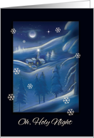 Oh, Holy Night Season’s Greetings in Moonlight with Snowflakes card