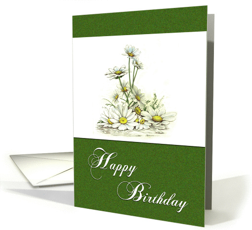 Happy Birthday Spring Daisies on Mossy Green for Anyone card (1100926)