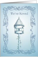 Blue Cottage Birdhouse We’ve Moved Announcement card