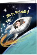 Customizable Insert Your Picture Spaceship Birthday Card