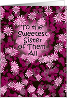 Purple Modern Sweetest Flowers Happy Birthday for Sister card