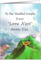 Your Love Nest Awaits You, Congratulations For Wedded Couple card