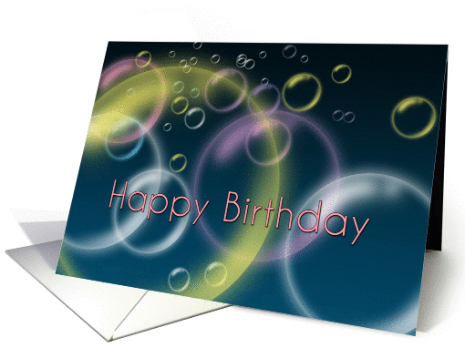 She Works So Hard, Floating Along on Bubbles Happy Birthday card