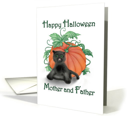 Happy Halloween Fuzzy Black Kitty and Pumpkin for Mother... (1139654)