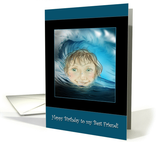 Blue Wave Swimming Boy Happy Birthday to Best Friend card (1148030)