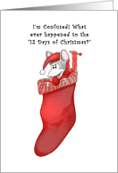 Confused Mouse in Stocking 12 Days of Christmas Card