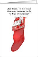 Confused Mouse in Stocking 12 Days of Christmas for Cousin Card