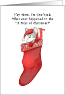 Confused Mouse in Stocking 12 Days of Christmas for Mom Card