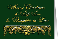 Ornate Bronze Christmas Wishes for Step Son & Daughter in Law Card