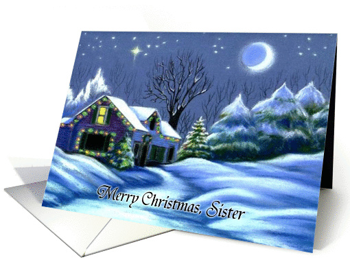 Merry Christmas, Sister Christmas Cottage card (1165154)