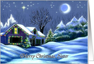 Merry Christmas, Sister Christmas Cottage Card