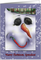 A Jolly Snowman wishes a Merry Christmas for Grandma card