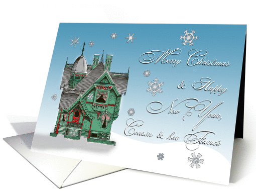 Victorian Home Merry Christmas to Cousin & her Fianc card (1175734)