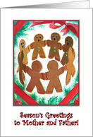 Gingerbread Boys Singing Season’s Greetings to Mother & Father Card