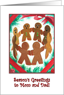Gingerbread Boys Singing Season’s Greetings to Mom & Dad Card