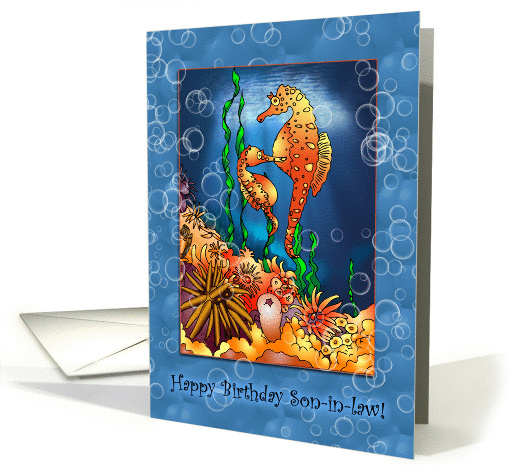 Two Seahorses with Bubbles Birthday for Son-in-Law card (1180362)