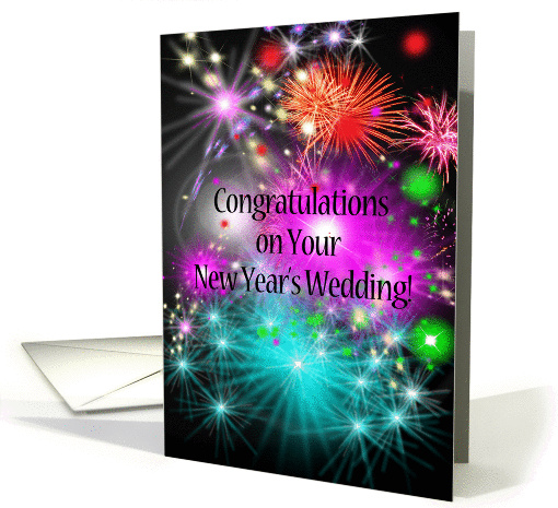 Fireworks & Congratulations on Your New Year's Wedding card (1184420)