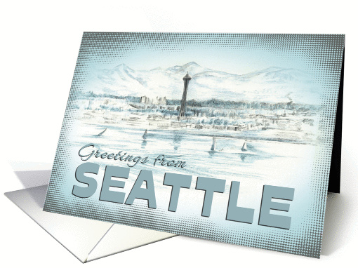 Retro Postcard Greetings From Seattle card (1189022)