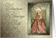 Madonna and Child Christmas Blessings to Both of You. card