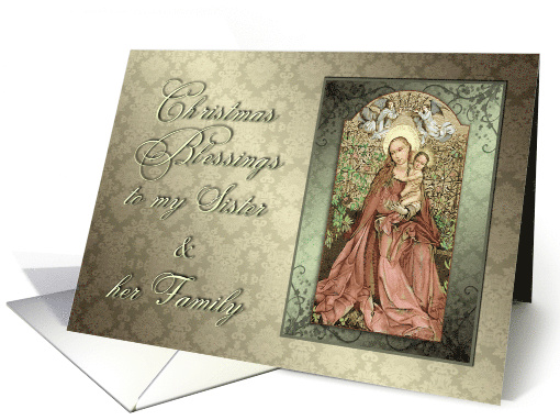 Vintage Madonna and Child Christmas Blessings to Sister... (1299924)