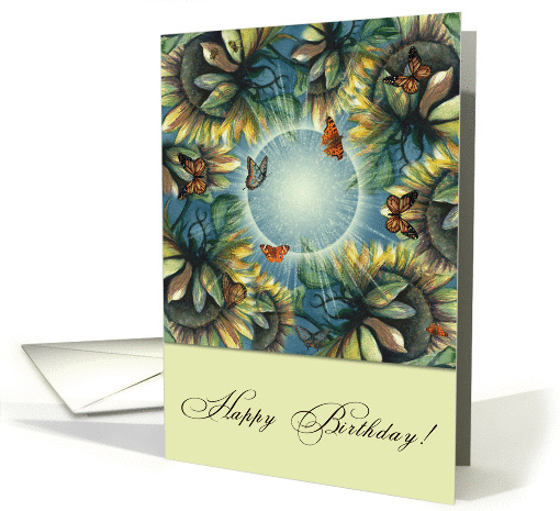 Butterflies and Sunflowers Burst Out on Your Birthday card (1428754)