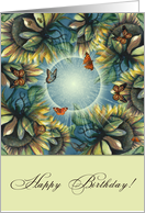 Butterflies and Sunflowers Burst Out on Your Birthday card