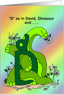 D as in David, Dinosaur and Dragonflies Birthday card