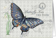 Vintage Butterfly Kisses and Lavender Lace Blank Note card