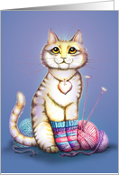 Knittin’ Kitten with Mittens and Poem Written for Caring card