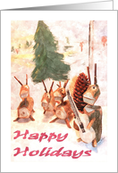Happy Holidays, rustic deer, singing, guitar card