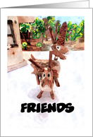 rustic deer friends , friendship card