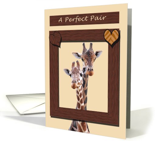 A Perfect Pair Valentine Two Giraffes in Wood Frame card (1033875)