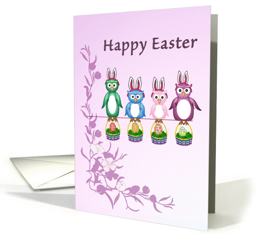 A Group of Owls in Bunny Ears - Happy Easter card (1055789)