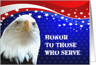 Honor to Those Who Serve Eagle Stars and Stripes card
