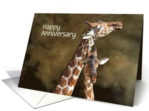 Happy Anniversary Pair of Giraffes Custom Front card (1073536)
